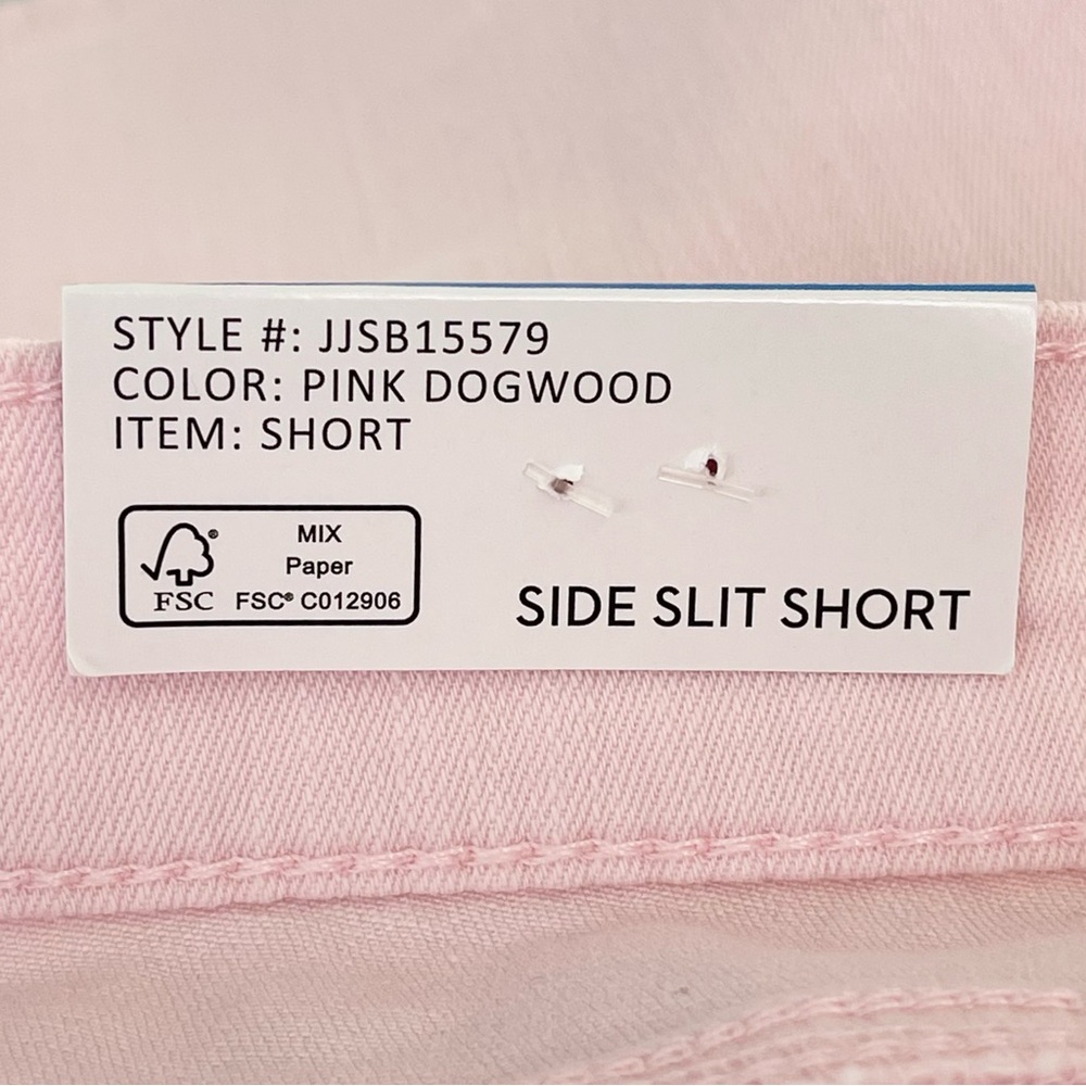 Jessica Simpson Denim High Rise Short Side Slit Relaxed Fit 5” Stretch Pink - Picture 4 of 10